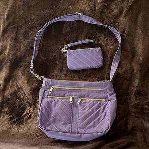Travelon Purple Quilted Shoulder Bag Set